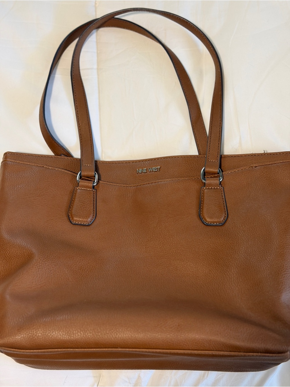 Nine West Cognac Pebbled Leather Tote